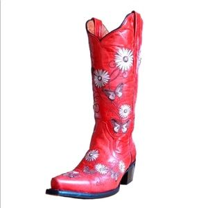 COWBOY PROLEATHER BOOTS! Red. 
Size: 6.5